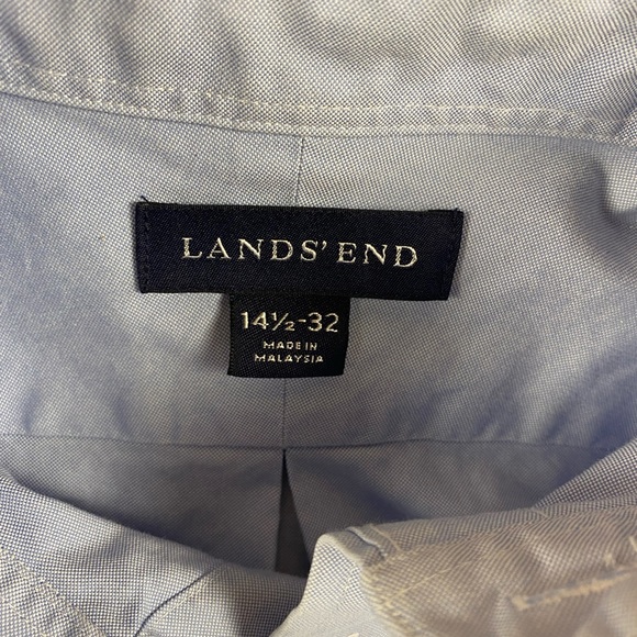 Lands’ End | Men’s Light Blue All Cotton Button Down L. Sleeve Shirt | 14.5-32 - Picture 6 of 9
